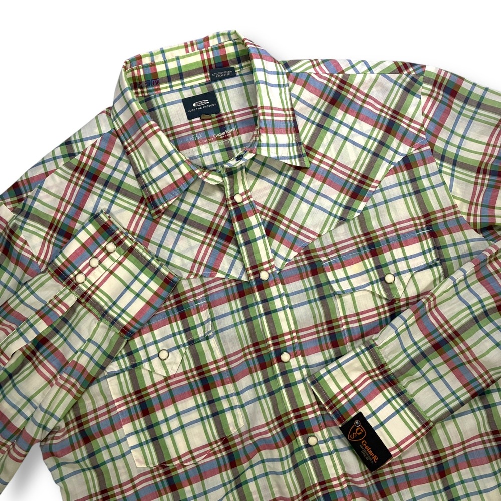 EUC G Star Raw Plaid Western‎ Style Pearl Snap Button Shirt Men's XXL